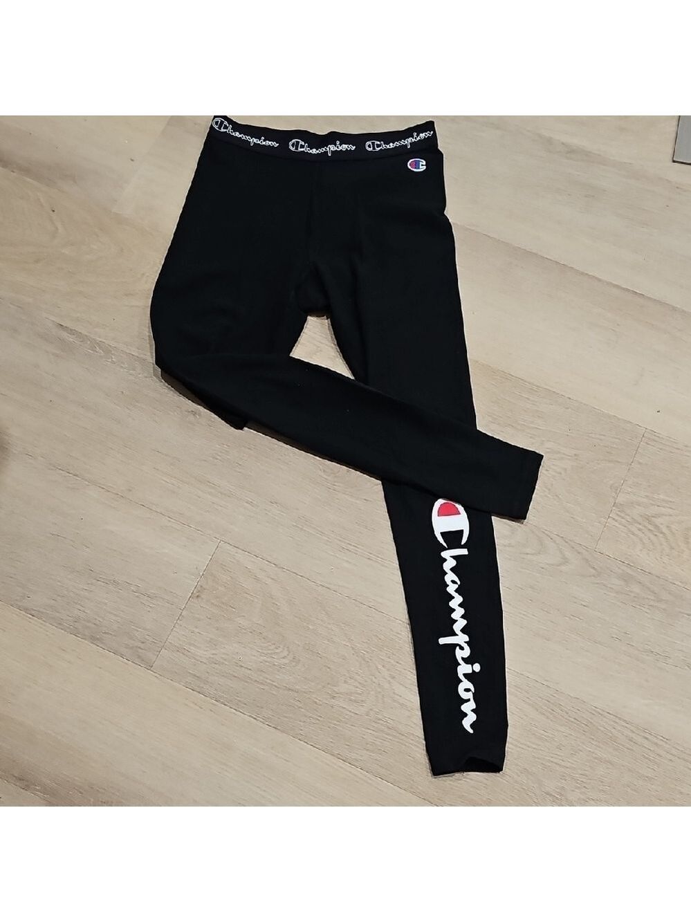 Champion Women’s Black Script Logo Athletic Yoga Leggings Pants Small